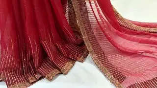 Party wear saree | Shimmer saree | Zari Work Saree | Lichi bindi work | Fancy saree