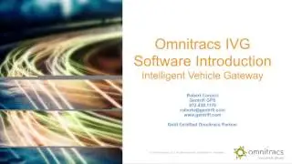 Intelligent Vehicle Gateway (IVG) Software Introduction