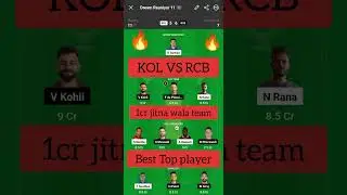 KOL VS RCB DREAM 11 PREDICTION, KOLKATA VS BANGALORE DREAM 11 TEAM,#KOLvsRCB #IPL2023 #shorts