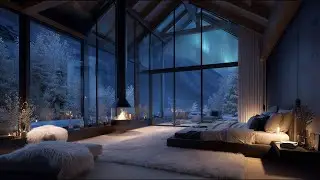 Sleep Sounds for Deep Sleep 8 Hours | Aurora Cabin Fireplace | Natural Fire Sounds