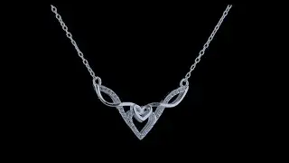 CZ Accent Love Heart Knot Infinity Necklace Sterling Silver Pendant