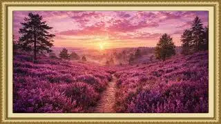4k Purple Heather Field at Sunset | Ambient Art Displays
