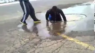 man fell into manhole