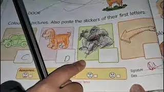 Colour the pictures also paste the stickers of their first letter.
