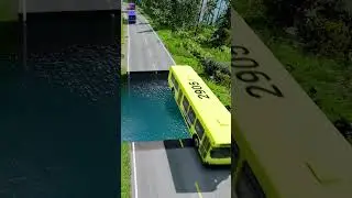 Bus crossing massive water pit #51 | #beamngdrivemods #doublespeedbumps  #carsvswaterpit