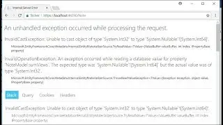 InvalidOperationException: An exception occurred while reading a database value for property