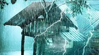 Relaxing Rain on Tin Roof at Night 🌙 Black Screen Sleep Study Relax