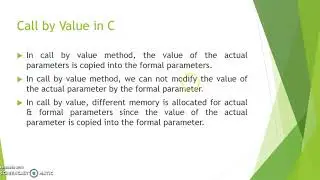 Call by Value and Call by reference in C. Functions - Part II