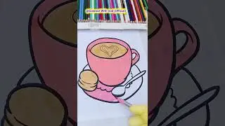 Coffee + Cookie 🩷🧡 Painting by using DOMS Brush pens #india #creativity #drawing #artwork #love