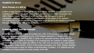 Probate of Wills in India
