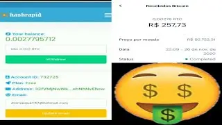 RECEBIR 3&deg; PAGAMENTO DA MINERADORA DE BITCOIN HASHRAPID NO VALOR DE 257,72 REAIS NO MODO FREE