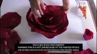 Diy Paper Rose tutorial large size /spray painted Burgundy