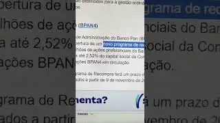 Banco Pan💥Recompra🎯#a&ccedil;&otilde;es BPAN4✔️#bpan4 #bolsadevalores