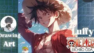 Luffy drawing anime of one piece like (doms water brush pain )art 🤔✍️✨