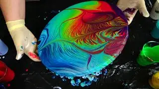(358) Wrecked rainbow - Acrylic pour painting - Satisfying fluid art technique
