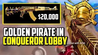 NEW $20,000 GOLDEN PIRATE AKM SKIN IN CONQUEROR LOBBY! | PUBG Mobile