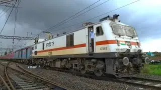 The Power of 6350 HP WAP7 | Diverted Howrah AC super fast special accelerates hard through Bandel