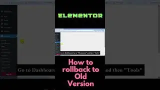 Rollback Elementor to Previous Version within 1 Minute #shorts  #wordpresstutorial #elementor