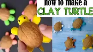 Making of cute tortoise with walnut shell🐢 #diy #bestoutofwaste #clay #viral #foryou #video #crafts