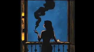 la chica tomando la merienda en la noche fumando