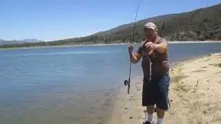 Sam catches another trout at Lake Hemet