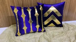 أنظر طريقة خياطة وسادة تزيين صالون مع الجلد الاصطناعي الذهبي خطوة بخطوة اصنعها بنفسك 🤝♥️