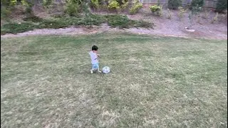 How toddler kick ball like a pro