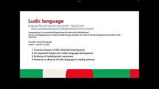 Ludic Language in Child Language Development (David Crystal article summary and discussion)