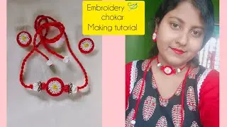Embroidery 🪡 choker with earring #shortsvideo #diy #embroiderydesign