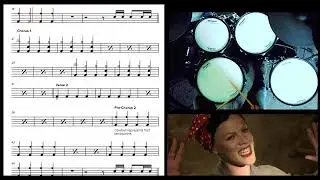 Learn How to Play Pink -  Raise Your Glass Drum  Cover - Score Chart Sheet Music