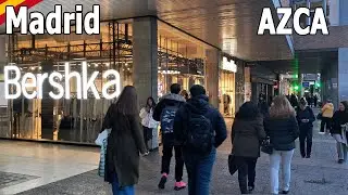 Madrid [4K] Shops and ambience during Winter Sales in AZCA. Madrid walking tour. Spain