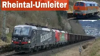 Rheintal-Umleiter auf 1-gleisiger Gäubahn unterwegs mit Backbone-, Das ist grün-, SBB Vectron, RHC