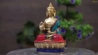 Brass Blessing Buddha Statue for Office Desk - StatueStudio