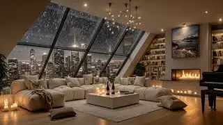 Relaxing Jazz Music for Cozy Luxury Apartment | Rainy Night City Views Chillout Vibe