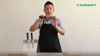 Кухонный универсальный нож SUNCRAFT. Без проблем разрезает жилки и хрящи.