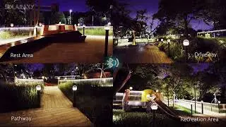 ABL 02 Solar Bollard Light Night Scene Shooting