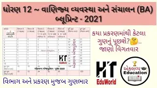 Std12 BA blueprint 2021 Gujarat board | std 12 commerce new blueprint 2021| Std 12 blueprint section