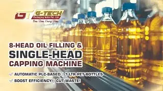 8 Head PLC-Based Automatic Volumetric Edible Oil Filling Machine & Single Head Capping 1 Ltr Bottle