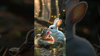 Bunny Saves a Cute Little Bird #shorts #RabbitRescue #BunnyHero #CuteAnimals