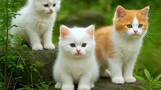 Cutest Fluffy Adorable Kittens Exploring Nature | Cute White & Ginger Cats Outdoors 🐱🌿