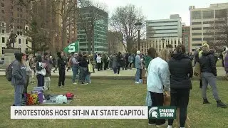 Michigan State students hold protest at Capitol Building urging change from lawmakers