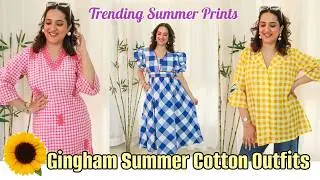 Trending Gingham/Checked Print Summer Kurti Tops & Dresses | Pure Cotton Summer Outfits