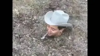 Mexican digging himself out with a spoon