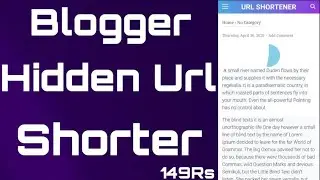 Blogger Hidden URL Shortner | Hidden URL Shortener For Blogger #WebTricks