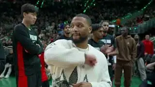 Milwaukee Bucks with a tribute video for Damian Lillard -  