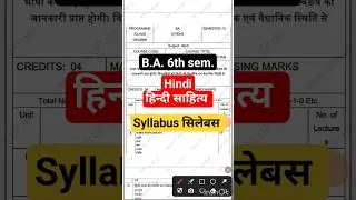 ba 6th semester hindi syllabus | BA 3rd year 6th Semester syllabus | syllabus 2024 | hindi sahitya