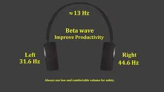 13 Hz Beta Binaural Beat pure tone (31.6 Hz - 44.6 Hz)