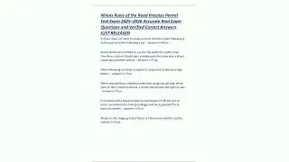 Illinois Rules of the Road Practice Permit Test 20252026 DMV Study Guide Verified Questions  Correct