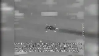 NATO Unclassified: Coalition aircraft destroys a Da&rsquo;esh vehicle near Waleed, Iraq on July 8, 2016.