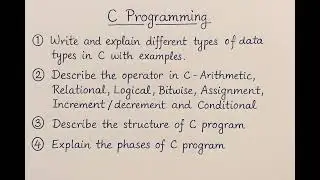 &ldquo;C Programming &ndash; Unit 1 Important 8 Mark Questions 💻✨#ComputerScience #CProgramming 